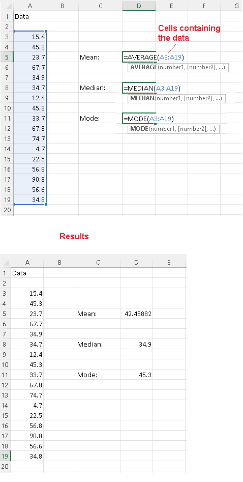 Calculate Mean, Median and Mode Using Excel