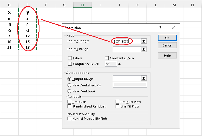 Select Input Y Range Data