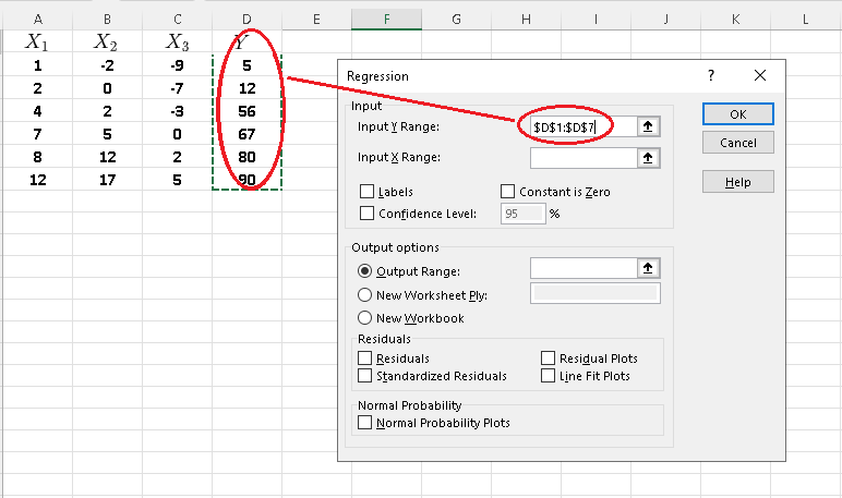 Select Input Y Range Data