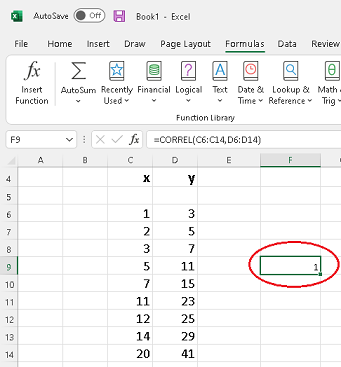 read value of correlation