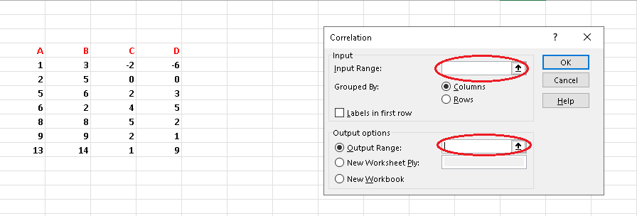Calculate Correlation Using Excel